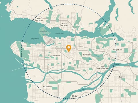 Plumber service area map - Right Choice Plumbing licensed plumbing & drainage across Vancouver, North Vancouver, West Vancouver, Burnaby, Richmond and Coquitlam