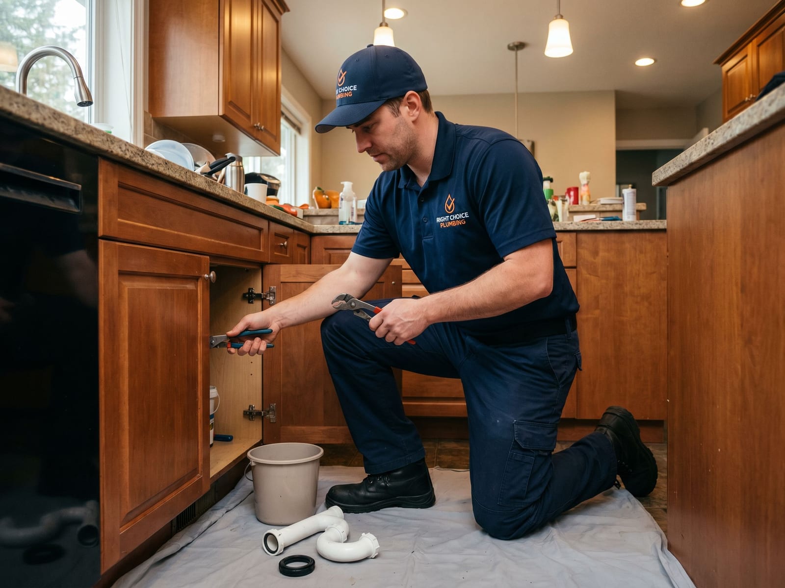 Drain Cleaning & Unclog in Vancouver - Right Choice Plumbing licensed plumber on the job