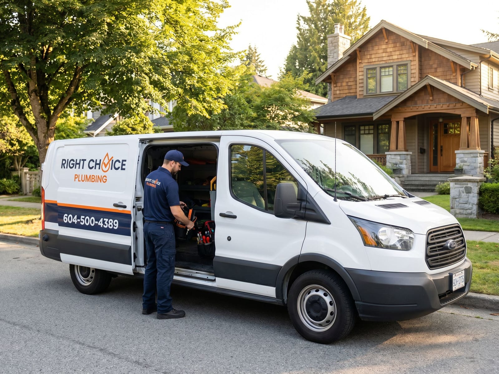 Right Choice Plumbing service van at a Coquitlam drain cleaning & unclog call