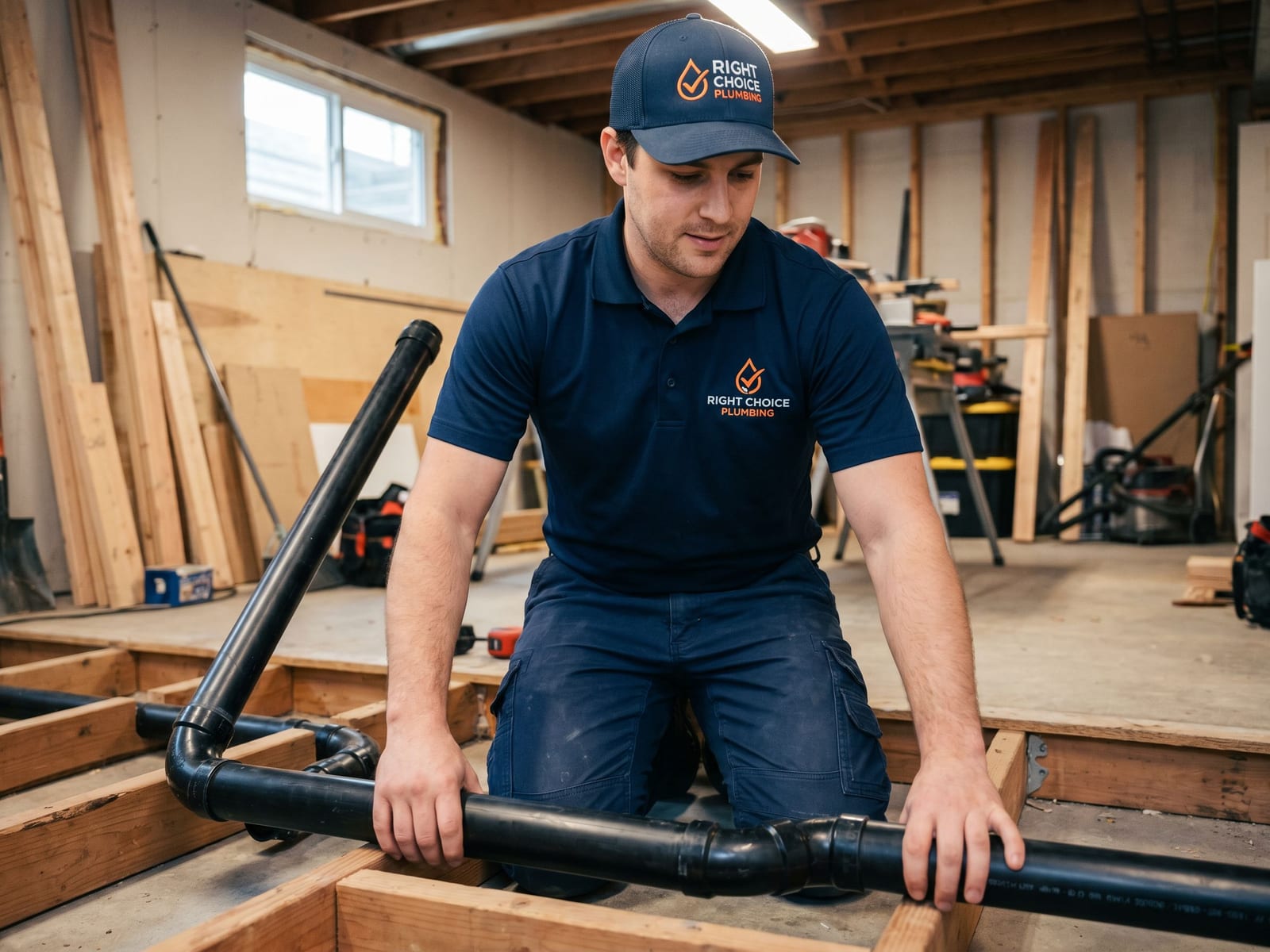Drain Hookup & Installation in Vancouver - Right Choice Plumbing licensed plumber on the job