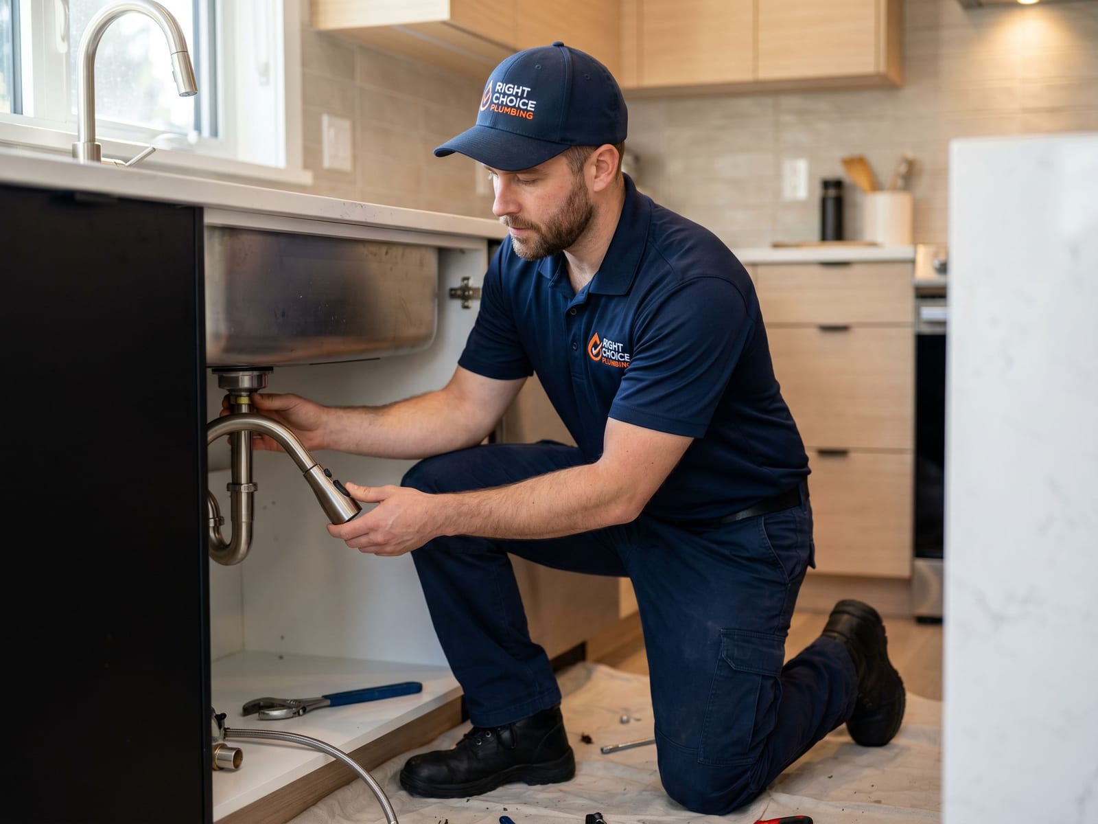 Faucet Replacement & Installation in Vancouver - Right Choice Plumbing licensed plumber on the job