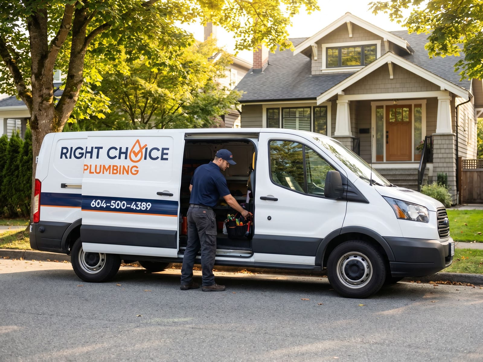 Right Choice Plumbing service van at a Coquitlam faucet replacement & installation call