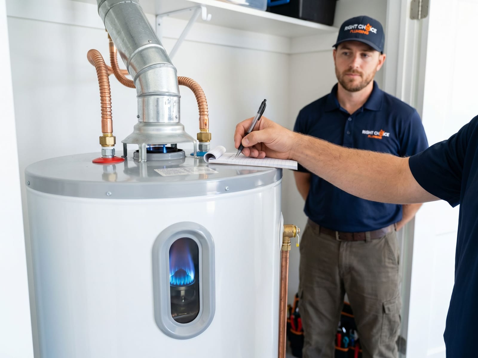 Finished hot water tank repair job in a Burnaby home - Right Choice Plumbing