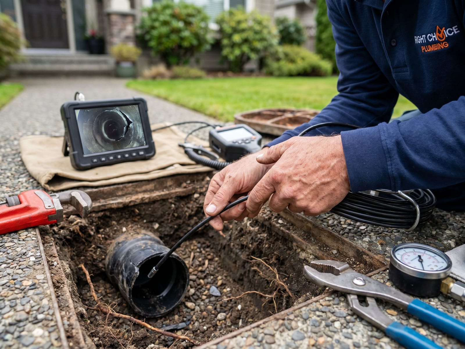 Sewer Line Repair diagnostic in North Vancouver by a licensed BC plumber