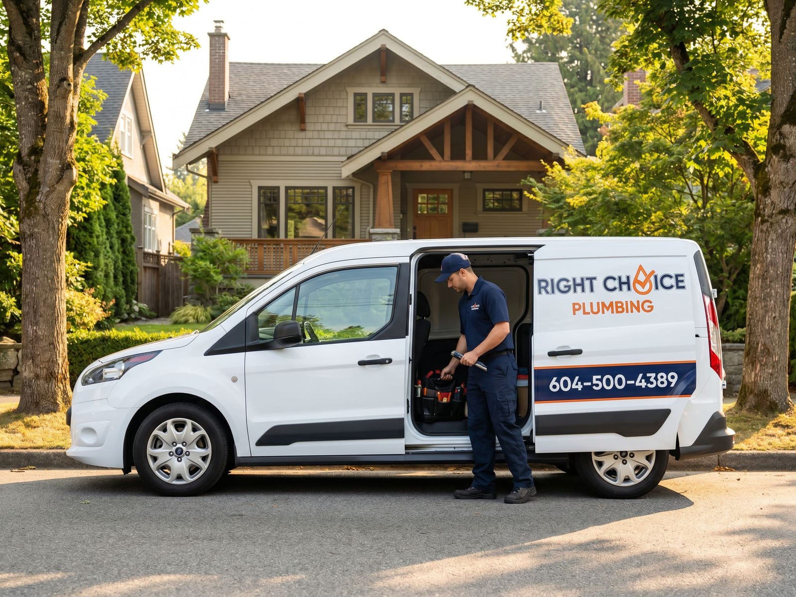 Right Choice Plumbing service van at a Coquitlam toilet replacement & installation call